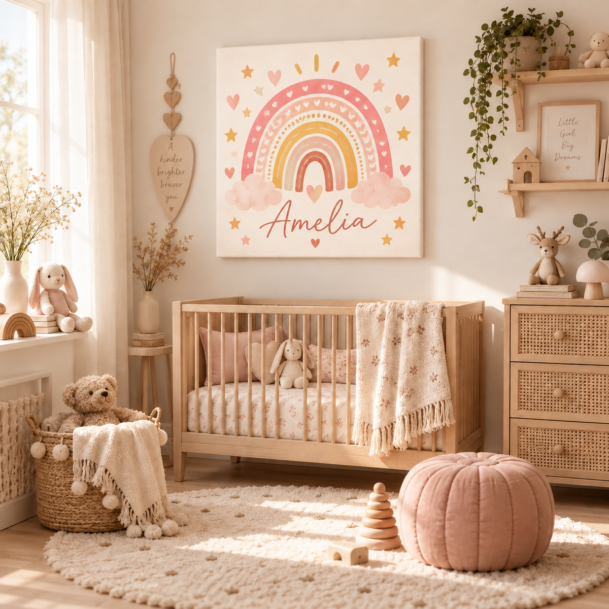 Tablou Canvas Personalizat Curcubeu Boho cu Nume