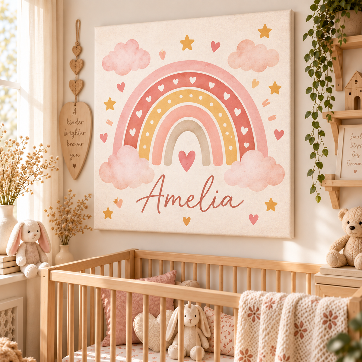 Tablou Canvas Personalizat Curcubeu Boho cu Nume