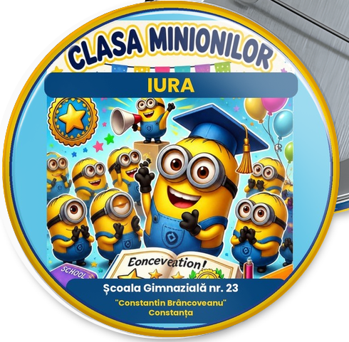 Insignă școlară personalizată cu nume – Clasa Minionilor