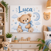 Tablou Canvas Personalizat Ursuleț Baby Blue cu Nume