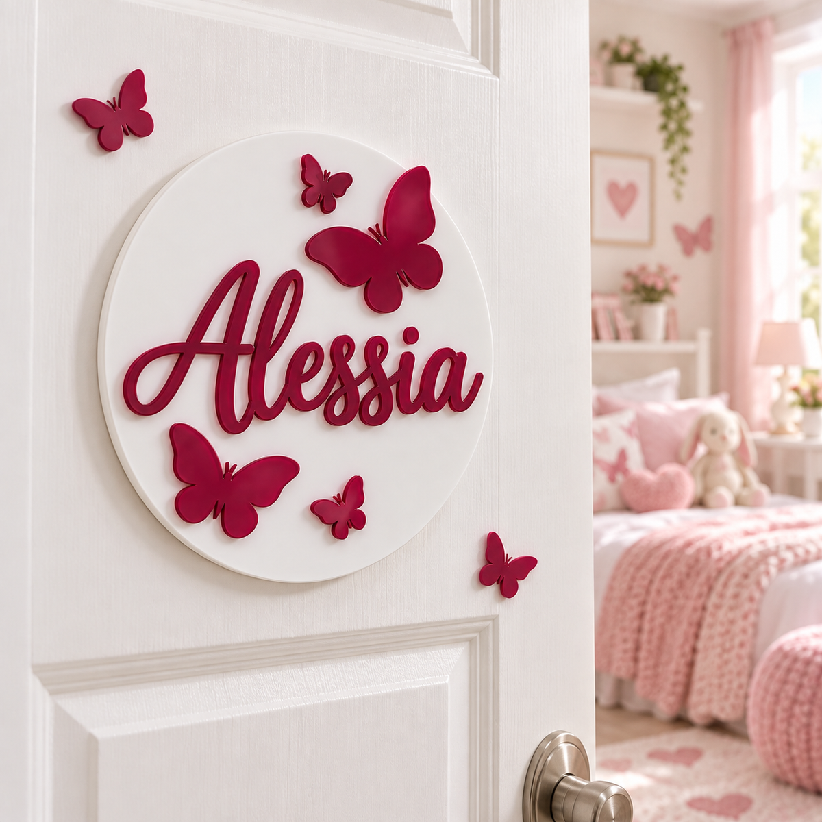 Decor Alesia montat pe ușa camerei copilului