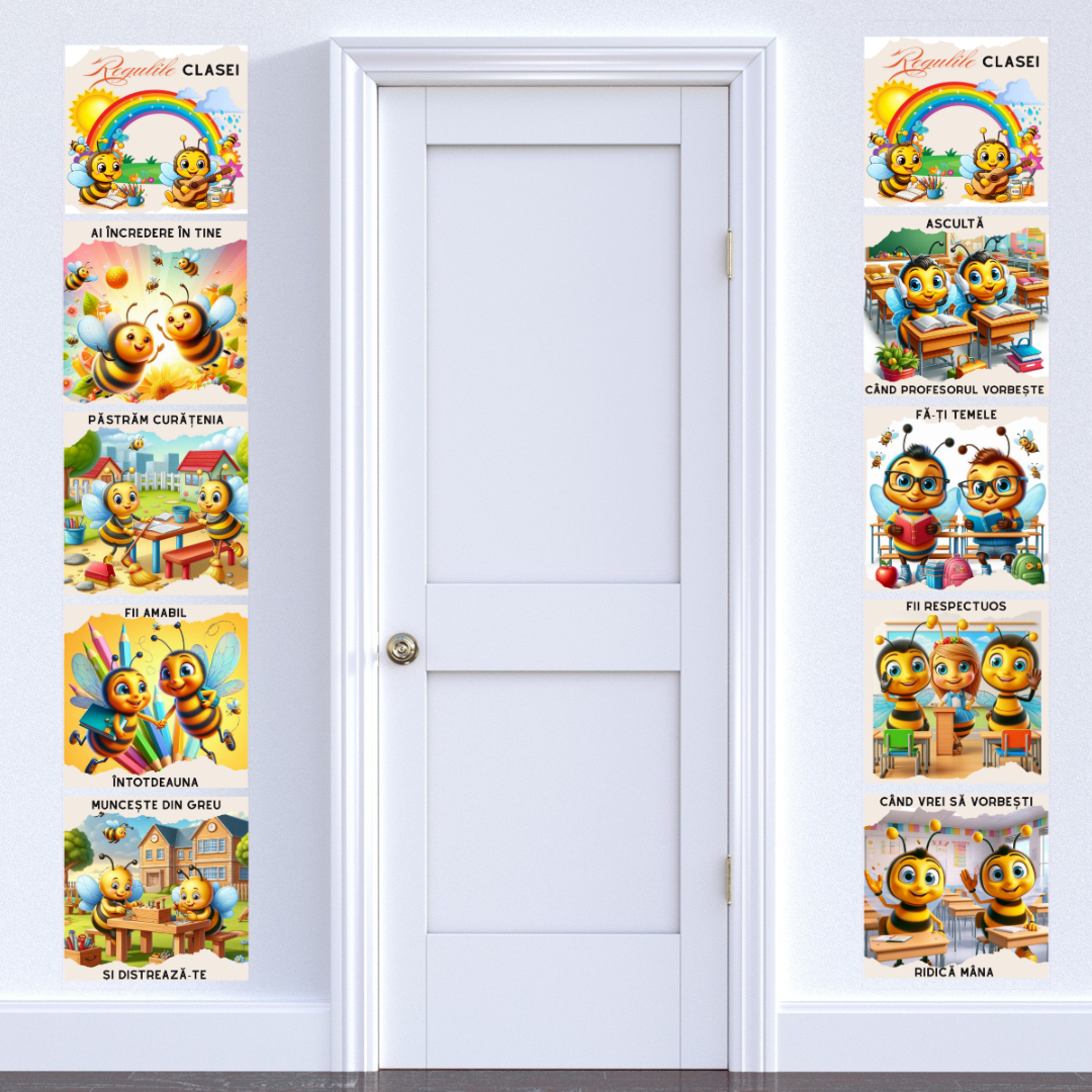 Banner Clasa Albinutelor cu regulile clasei tip postere educaționale din carton sau canvas SBE2025