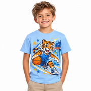 Tricou bleu pentru băieți cu tigru baschetbalist – imagine 1
