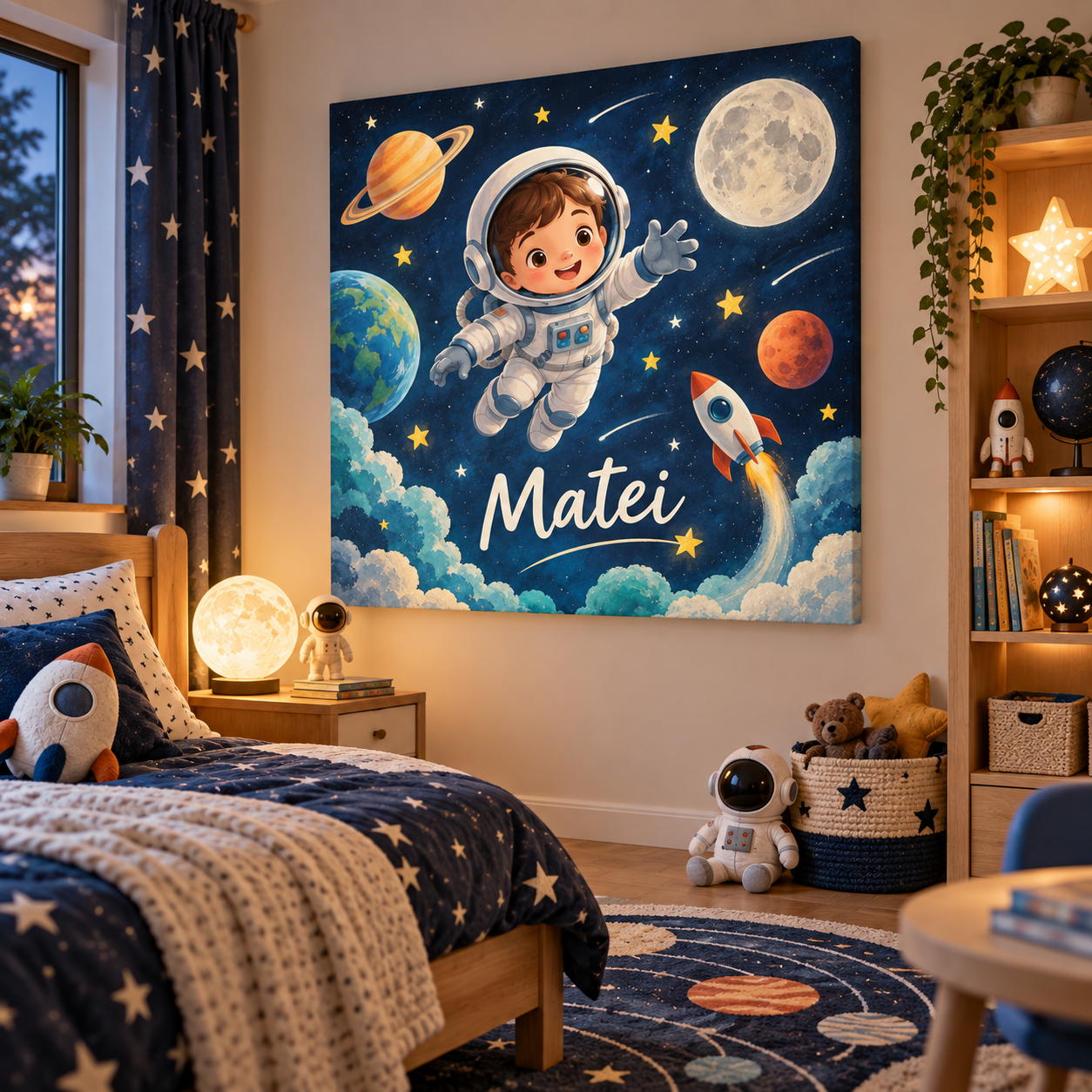 Tablou Canvas Personalizat Astronaut cu Nume