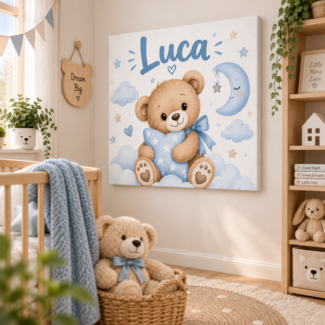 Tablou Canvas Personalizat Ursuleț Baby Blue cu Nume