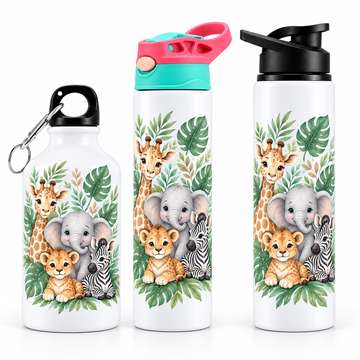 Bidonaș de apă animale safari și frunze tropicale - trei modele