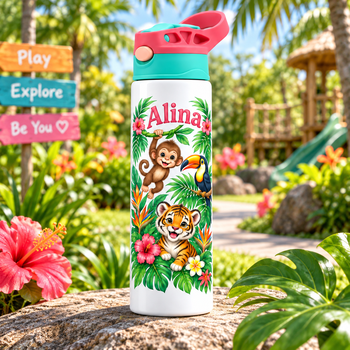 Bidonaș de apă junglă tropicală în ambient