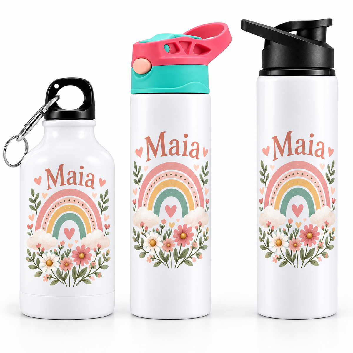 Bidonaș de apă curcubeu boho - trei modele