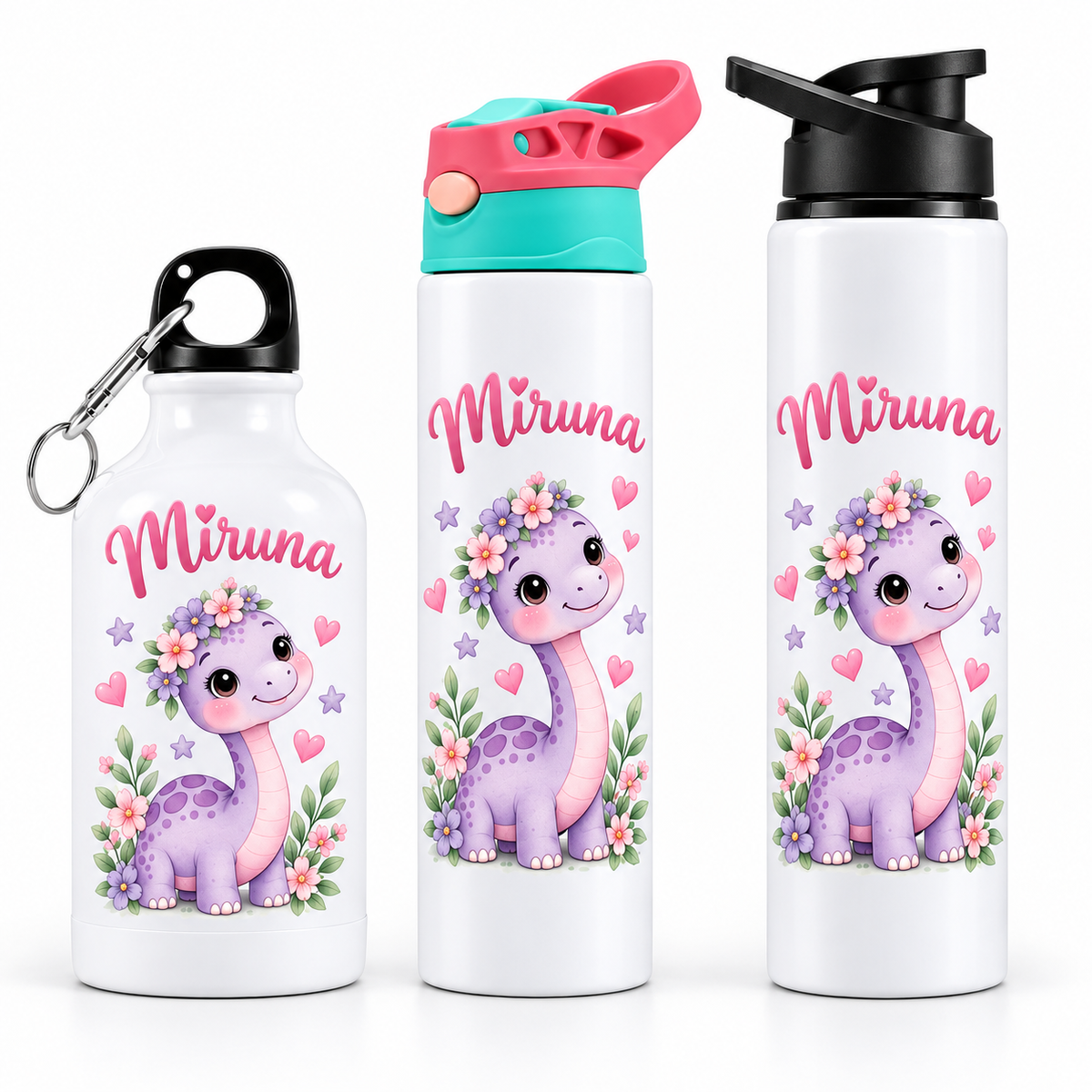 Bidonaș de apă dinozaur pastel - trei modele