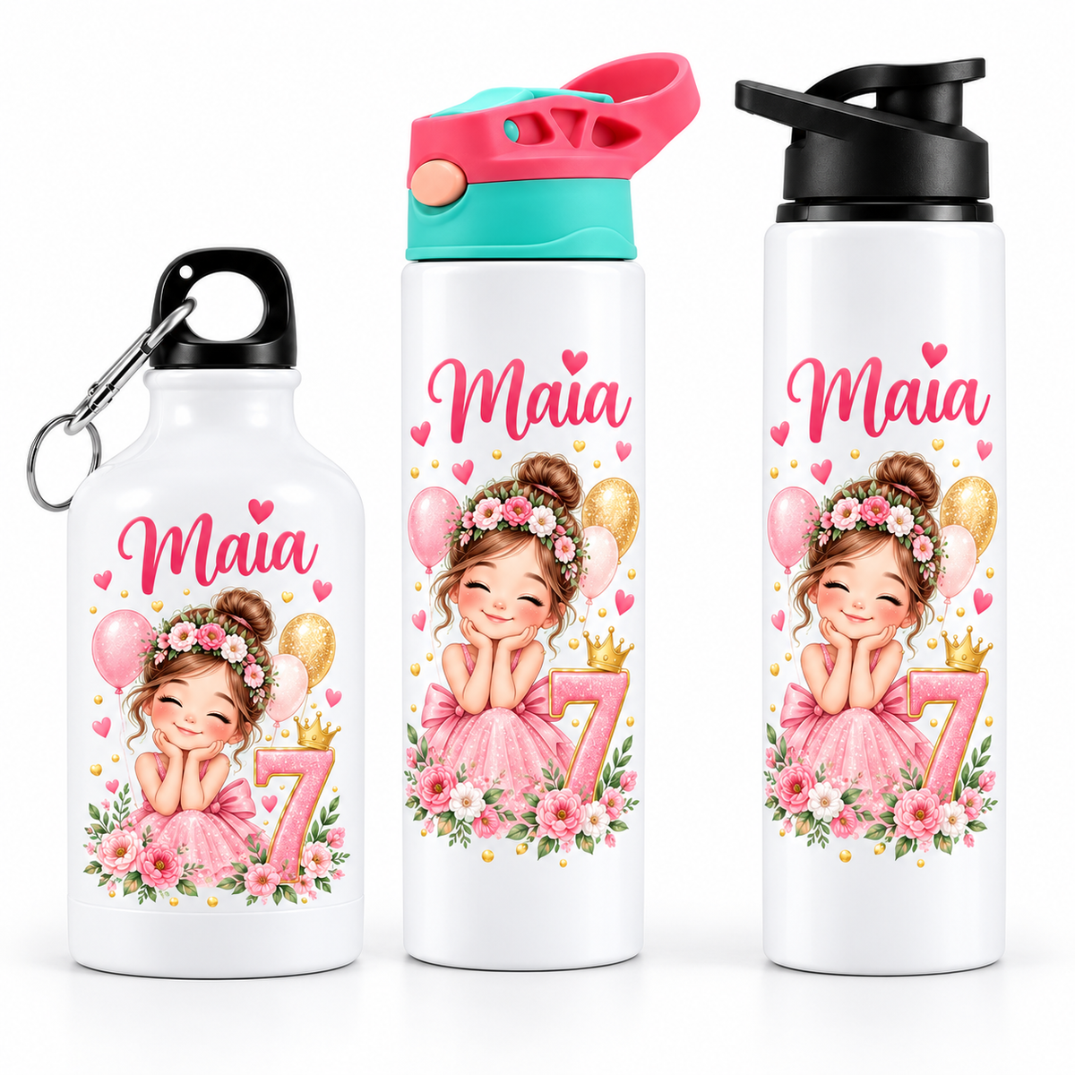 Bidonaș de apă birthday girl floral - trei modele