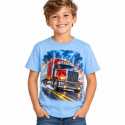 Tricou bleu pentru băieți cu camion roșu – imagine 1