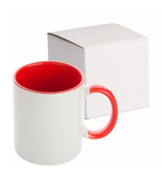 Cana maner interior rosu + cutie individuala  350ml (11oz)