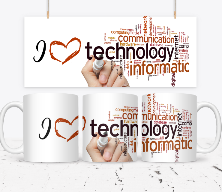 Cană cadou profesori, Iubesc tehnologia si informatica, eCADOU, PRM1004