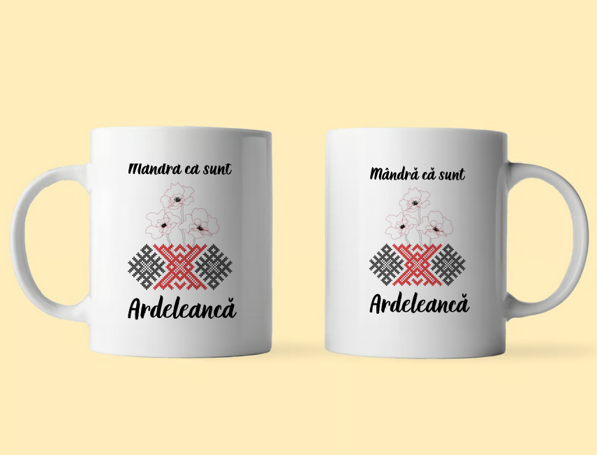 Cană cu motive traditionale romanesti, Mandra ca sunt ardeleanca, eCADOU, CROM1003