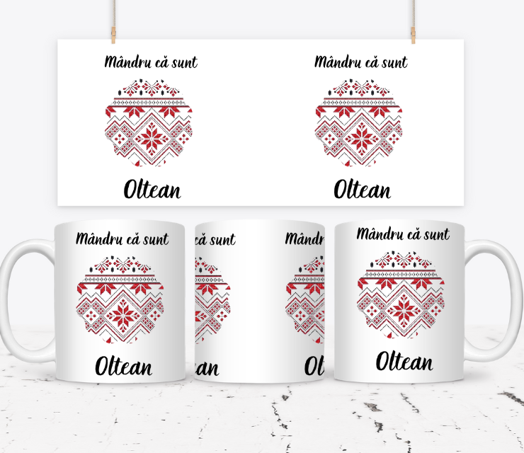 Cană cu motive traditionale romanesti, Mandru ca sunt oltean, eCADOU, CROM1005