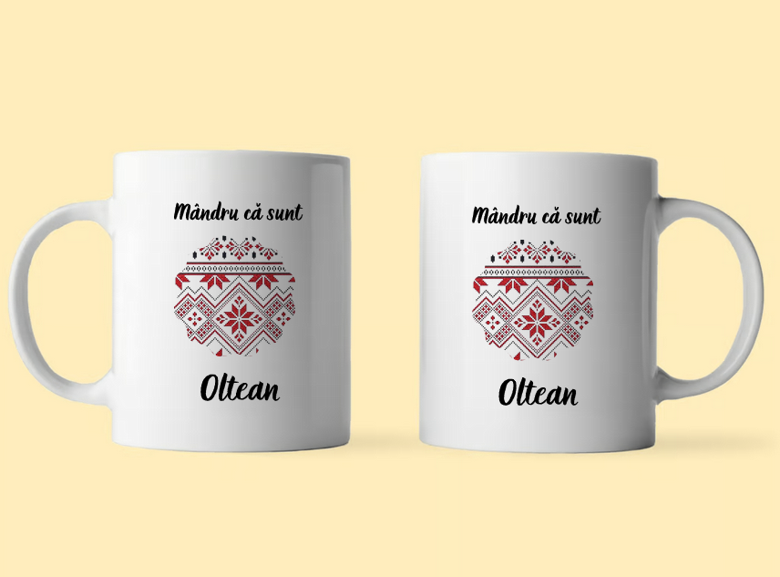 Cană cu motive traditionale romanesti, Mandru ca sunt oltean, eCADOU, CROM1005