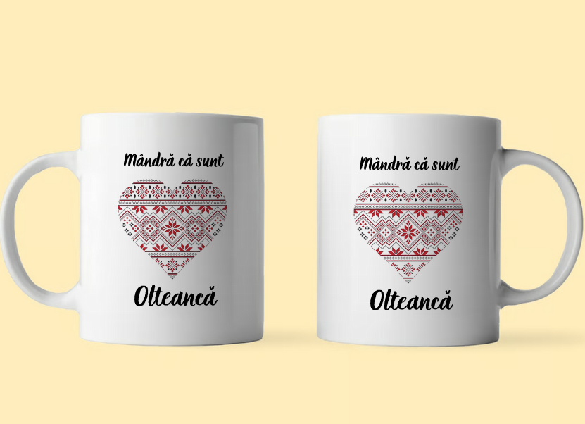 Cană cu motive traditionale romanesti, Mandra ca sunt olteanca, eCADOU, CROM1006