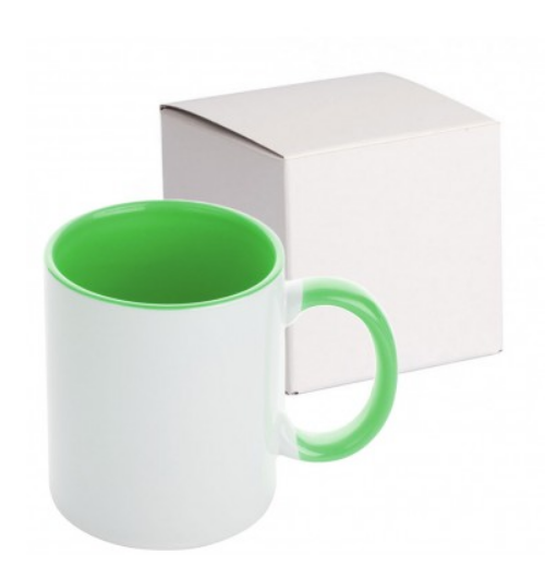 Cana maner interior verde + cutie individuala  350ml (11oz) -