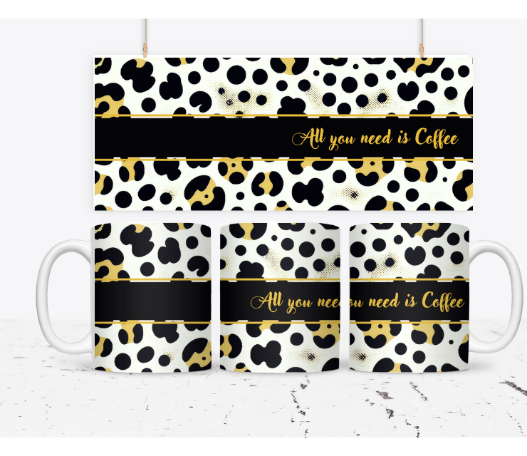 Cana personalizata  animal print All you need is Coffee  CPA114