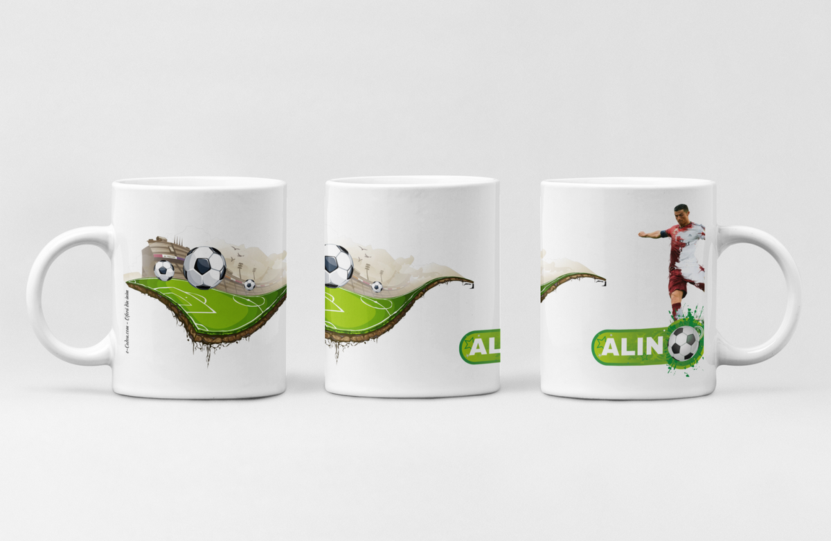 Cană personalizată fotbal cu poză și nume sau text CPF10001