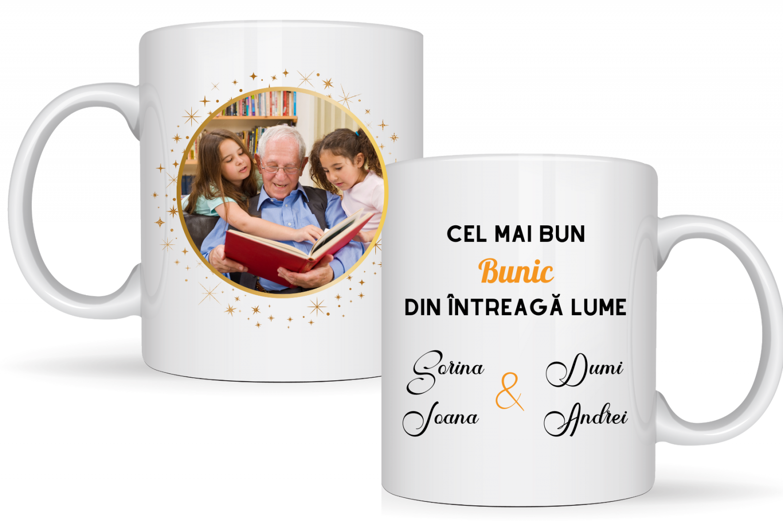 Cana personalizata cu poza si text pentru cel mai bun bunic CPF115_15