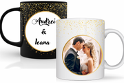 Cana personalizata cu poza si text pentru cuplu  sau tineri casatoriti cu glitter auriu CPF115_13
