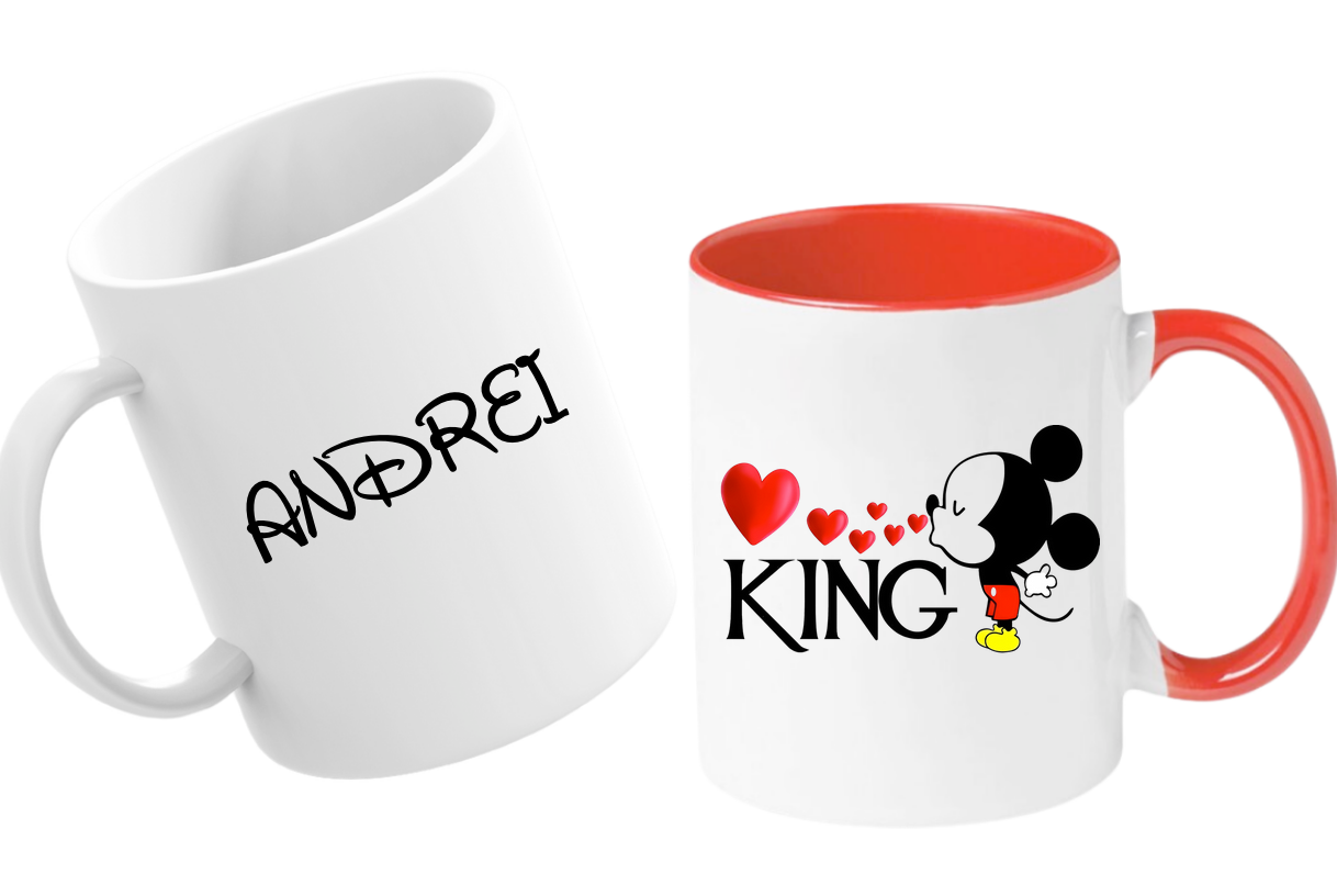 Cana personalizata cu poza si text pentru cuplu Valentines day as KING CVD1116