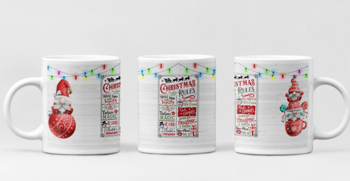 Cană personalizata Christmas Rules cu tematica de Craciun