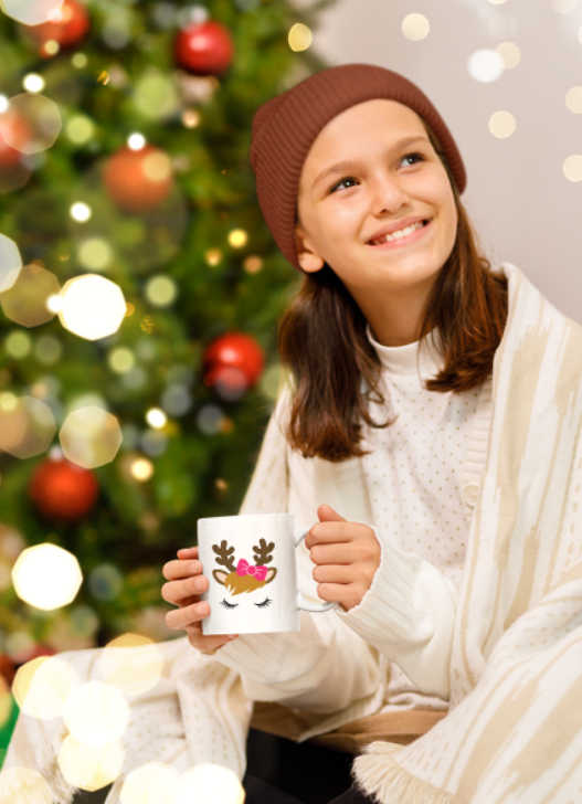 Mini cană pentru copii personalizată cu text sau poza preferată cu tematică de Crăciun  Happy Rudolf AST20850