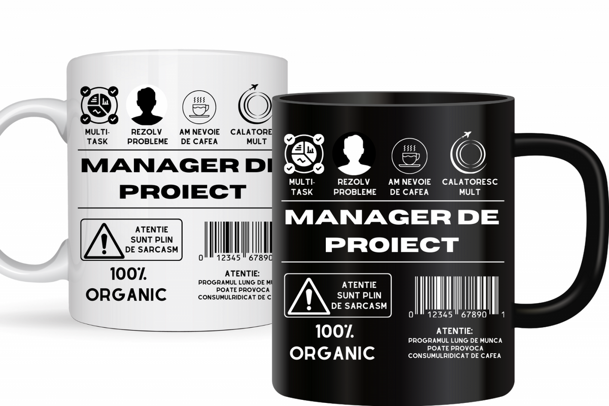 Cana personalizata cu textul Manager de proiect  330ml