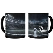 Cană personalizată fotbal cu poză și nume CPF10017, culoare neagra, eCADOU