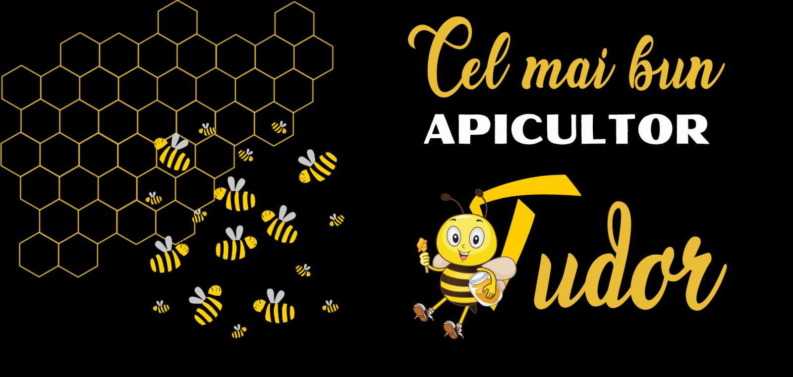 Cană cadou pentru apicultori cu albine  si miere, culoare neagra, eCADOU, CAP10001