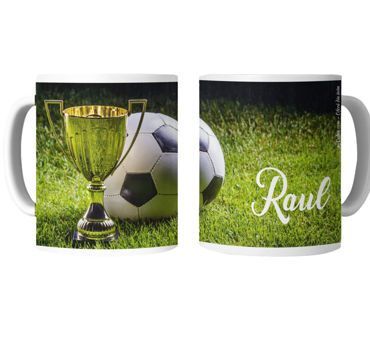 Cană personalizată fotbal cu poză și nume sau text CPF10006