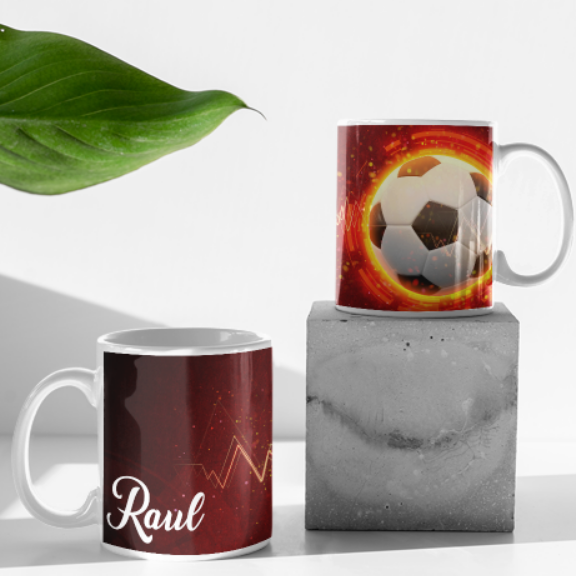 Cană personalizată fotbal cu poză și nume sau text CPF10008