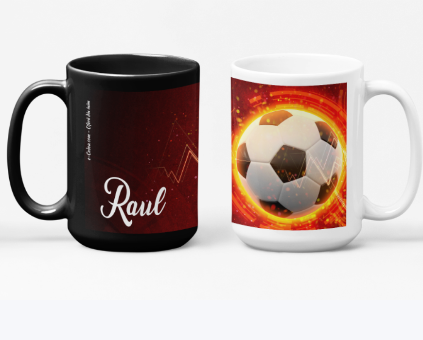 Cană personalizată fotbal cu poză și nume sau text CPF10008