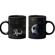 Cană personalizată fotbal cu poză și nume sau text CPF10010, culoare neagra, eCADOU