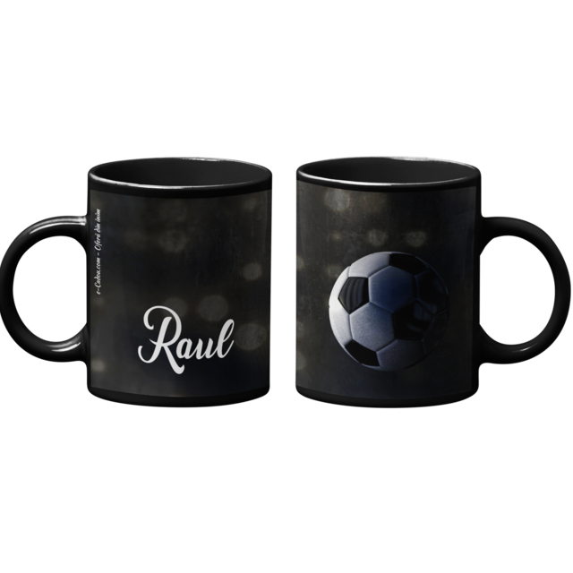 Cană personalizată fotbal cu poză și nume sau text CPF10010, culoare neagra, eCADOU