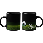 Cană personalizată fotbal cu poză și nume sau text CPF10011, culoare neagra, eCADOU