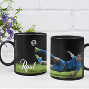 Cană personalizată fotbal cu poză și nume sau text CPF10012, culoare neagra, eCADOU