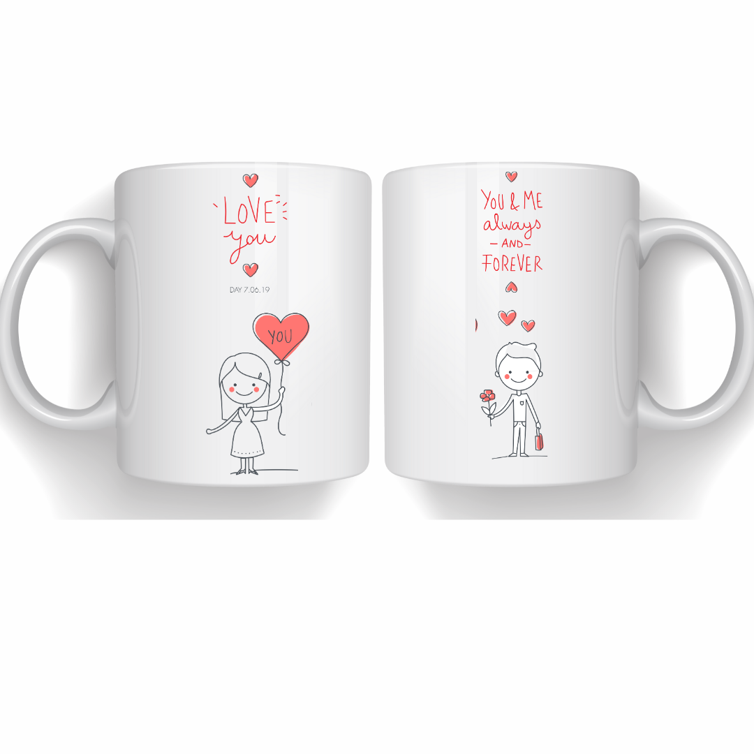 Set 2 cani personalizate pentru cuplu Valentines Day SCC2001