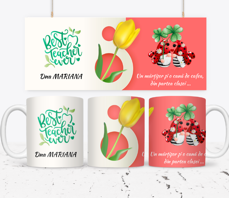 Cană personalizată martisor pentru Profesori si invatatoare 8 Martie SFM2022