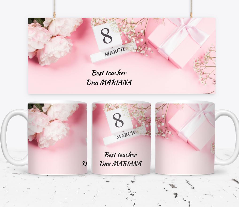 Cană personalizată martisor pentru Profesori si invatatoare 8 Martie SFM2024