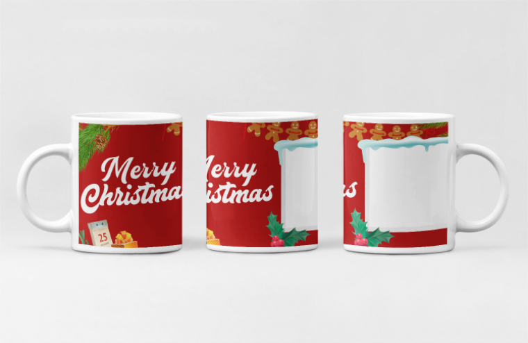 Cană personalizata cu poza ta - model Merry Christmas, tematica de Craciun