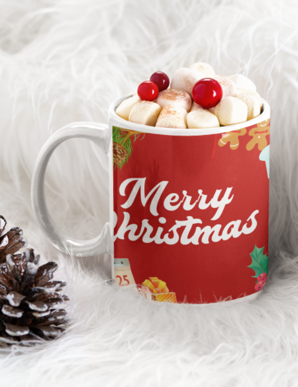 Cană personalizata cu poza ta - model Merry Christmas, tematica de Craciun