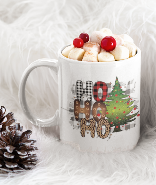 Cană personalizata - model HoHoHo, tematica de Craciun cu poza