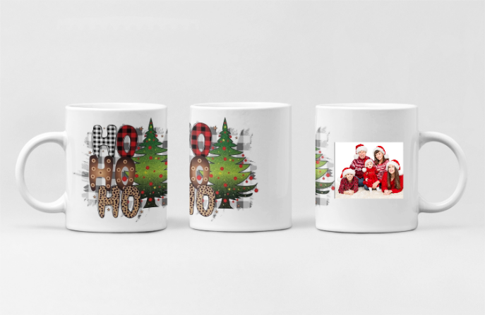 Cană personalizata - model HoHoHo, tematica de Craciun cu poza