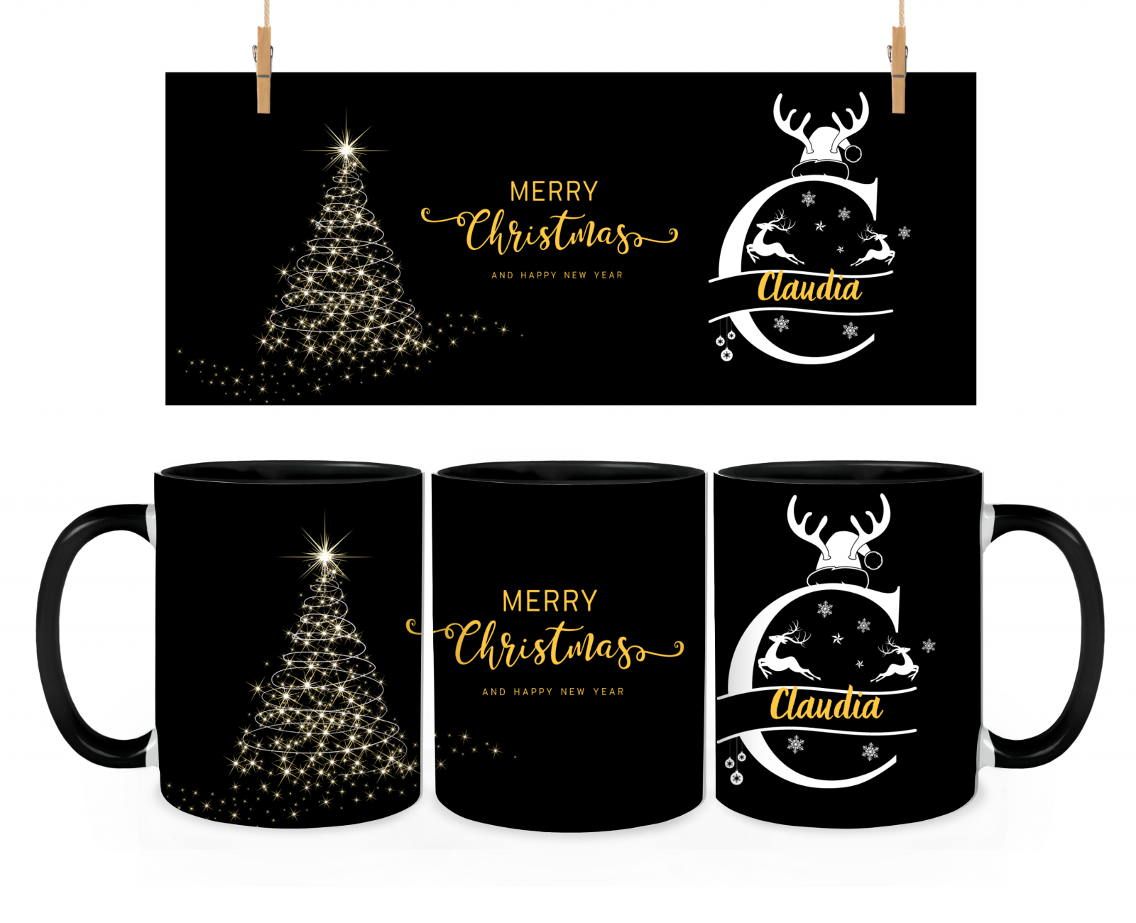 Cană personalizata  model Merry Christmas, tematica de Craciun CNMC1004
