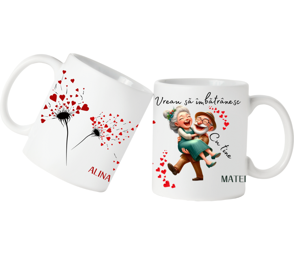 Cana personalizata pentru cuplu Vreau sa imbatranesc cu tine CFB1002