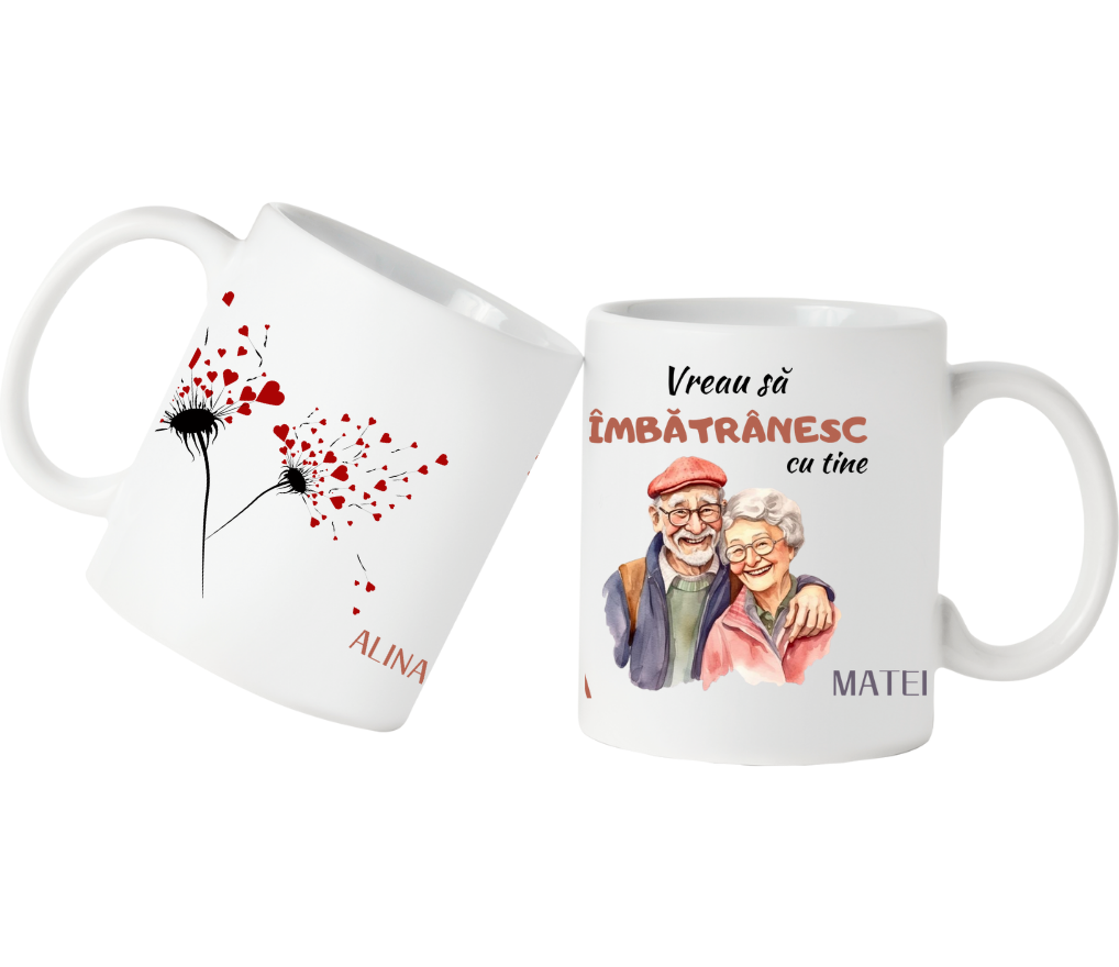 Cana personalizata pentru cuplu Vreau sa imbatranesc cu tine CFB1003