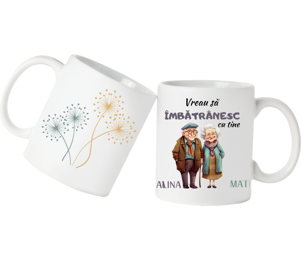 Cana personalizata pentru cuplu Vreau sa imbatranesc cu tine CFB1004
